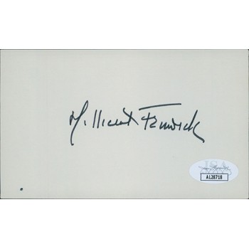 Millicent Fenwick New Jersey Congresswoman Signed 3x5 Index Card JSA Authentic