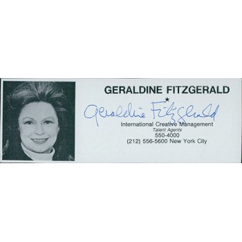 Geraldine Fitzgerald Actress Signed 2x5 Directory Cut JSA Authenticated