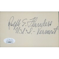 Ralph Flanders Vermont Senator Signed 3x5 Index Card JSA Authenticated