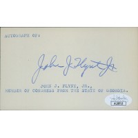 John Flynt Georgia Senator Signed 3x5 Index Card JSA Authenticated