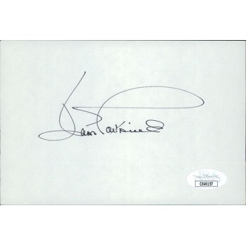 Joan Fontaine Actress Signed 4x6 Index Card JSA Authenticated