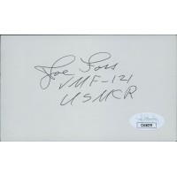 Joe Foss Governer NRA WWII Pilot Commissioner Signed 3x5 Index Card JSA Authen