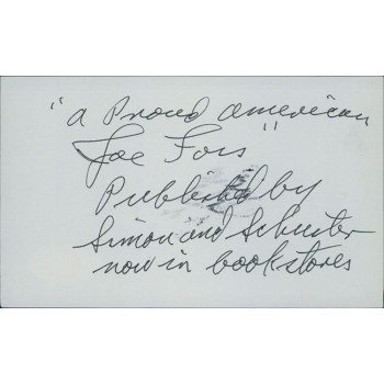 Joe Foss Governer NRA WWII Pilot Commissioner Signed 3x5 Index Card JSA Authen