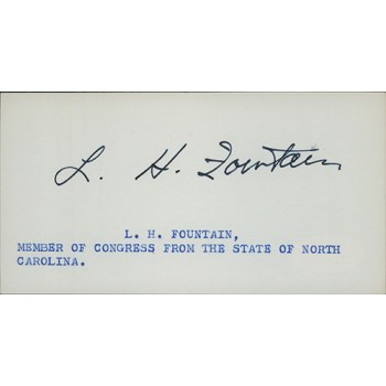 L.H. Fountain North Carolina Congressman Signed 2.5x5 Index Card JSA Authentic