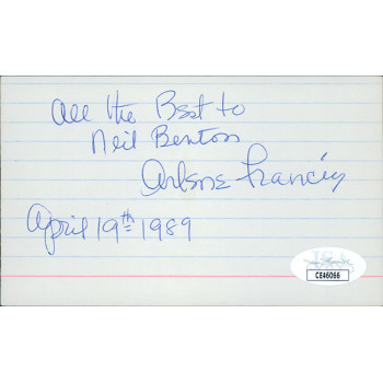 Arlene Francis Actress Signed 3x5 Index Card JSA Authenticated Personalized