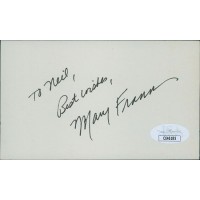 Mary Frann Actress Signed 3x5 Index Card JSA Authenticated Personalized