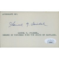Samuel Friedel Maryland Congressman Signed 3x5 Index Card JSA Authenticated