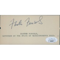 Foster Furcolo Massachusetts Governor Signed 2.5x5 Index Card JSA Authenticated