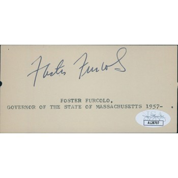Foster Furcolo Massachusetts Governor Signed 2.5x5 Index Card JSA Authenticated