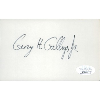 George Gallup Jr. Pollster Signed 3x5 Index Card JSA Authenticated