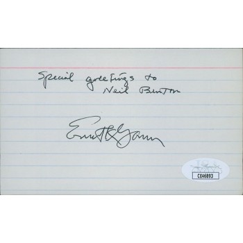 Ernest K. Gann Author Writer Signed 3x5 Index Card JSA Authenticated