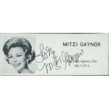 Mitzi Gaynor Actress Signed 2x4.5 Directory Cut JSA Authenticated