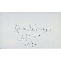 Allen Ginsberg Poet Signed 3x5 Index Card JSA Authenticated