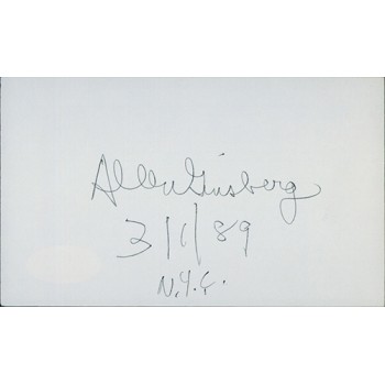 Allen Ginsberg Poet Signed 3x5 Index Card JSA Authenticated