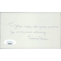 Lillian Gish Actress Signed 3x5 Index Card JSA Authenticated Personalized