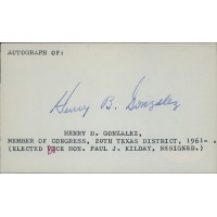 Henry Gonzalez Texas Congressman Senator Signed 3x5 Index Card JSA Authenticated