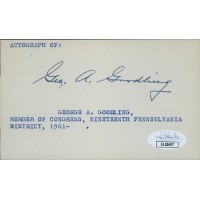 George Goodling Pennsylvania Congressman Signed 3x5 Index Card JSA Authenticated