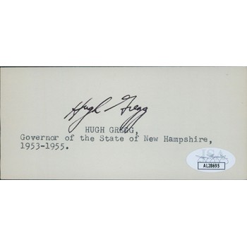 Hugh Gregg New Hampshire Governor Signed 2.25x5 Index Card JSA Authenticated