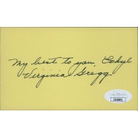 Virginia Gregg Actress Signed 3x5 Index Card JSA Authenticated