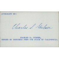 Charles Gubser California Congressman Signed 3x5 Index Card JSA Authenticated