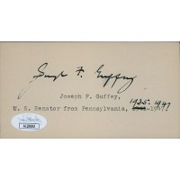 Joseph Guffey Pennsylvania Senator Signed 2.5x5 Index Card JSA Authenticated