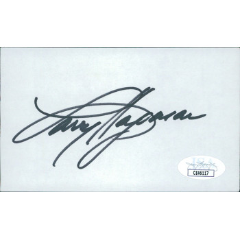 Larry Hagman Actor Signed 3x5 Index Card JSA Authenticated