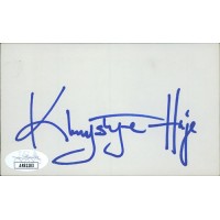 Khrystyne Haje Actress Signed 3x5 Index Card JSA Authenticated