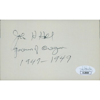 John H. Hall Oregon Governor Signed 3x5 Index Card JSA Authenticated