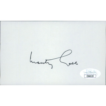 Monty Hall Game Show Host Signed 3x5 Index Card JSA Authenticated