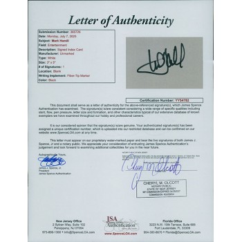 Mark Hamill Actor Signed 3x5 Index Card JSA Authenticated