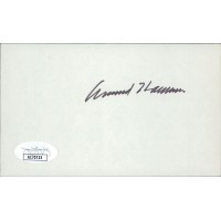 Armand Hammer Businessman Signed 3x5 Index Card JSA Authenticated