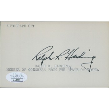 Ralph Harding Idaho Congressman Signed 3x5 Index Card JSA Authenticated