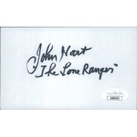 John Hart The Lone Ranger Actor Signed 3x5 Index Card JSA Authenticated