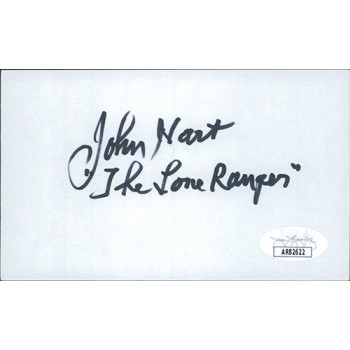 John Hart The Lone Ranger Actor Signed 3x5 Index Card JSA Authenticated