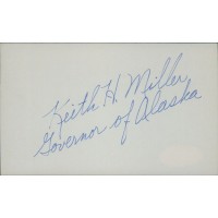 Keith Harvey Miller Alaska Governor Signed 3x5 Index Card JSA Authenticated