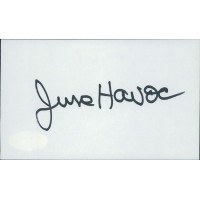 June Havoc Actress Signed 3x5 Index Card JSA Authenticated