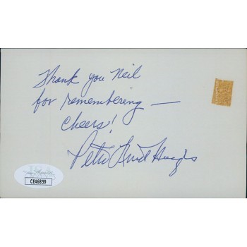 Peter Lind Hayes Actor Signed 3x5 Index Card JSA Authenticated Personalized