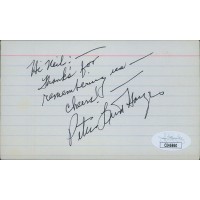 Peter Lind Hayes Actor Signed 3x5 Index Card JSA Authenticated Personalized