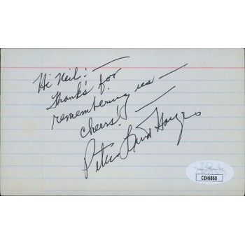 Peter Lind Hayes Actor Signed 3x5 Index Card JSA Authenticated Personalized