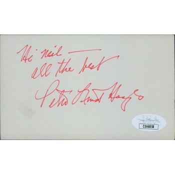 Peter Lind Hayes Actor Signed 3x5 Index Card JSA Authenticated Personalized