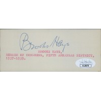 Brooks Hays Arkansas Congressman Signed 2x5 Cut Index Card JSA Authenticated