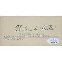 Christian Hert Massachusetts Governor Signed 2.5x5 Cut Index Card JSA Authentic