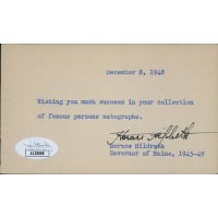 Horace Hildreth Maine Governor Signed 3x5 Index Card JSA Authenticated
