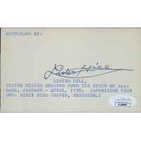 Lister Hill Alabama Congressman Senator Signed 3x5 Index Card JSA Authenticated