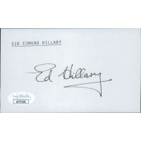 Sir Edmund Hillary 1st To Summit Everest Signed 3x5 Index Card JSA Authenticated