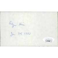 Alger Hiss Government Official Spy Signed 3x5 Index Card JSA Authenticated