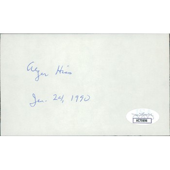 Alger Hiss Government Official Spy Signed 3x5 Index Card JSA Authenticated