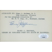 Elmer Hoffman Illinois Congressmen Signed 3x5 Index Card JSA Authenticated