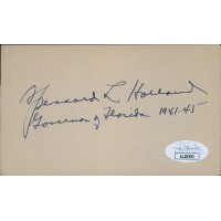 Spessard Holland Florida Governor Senator Signed 3x5 Index Card JSA Authentic