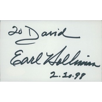 Earl Holliman Actor Signed 3x5 Index Card JSA Authenticated Personalized